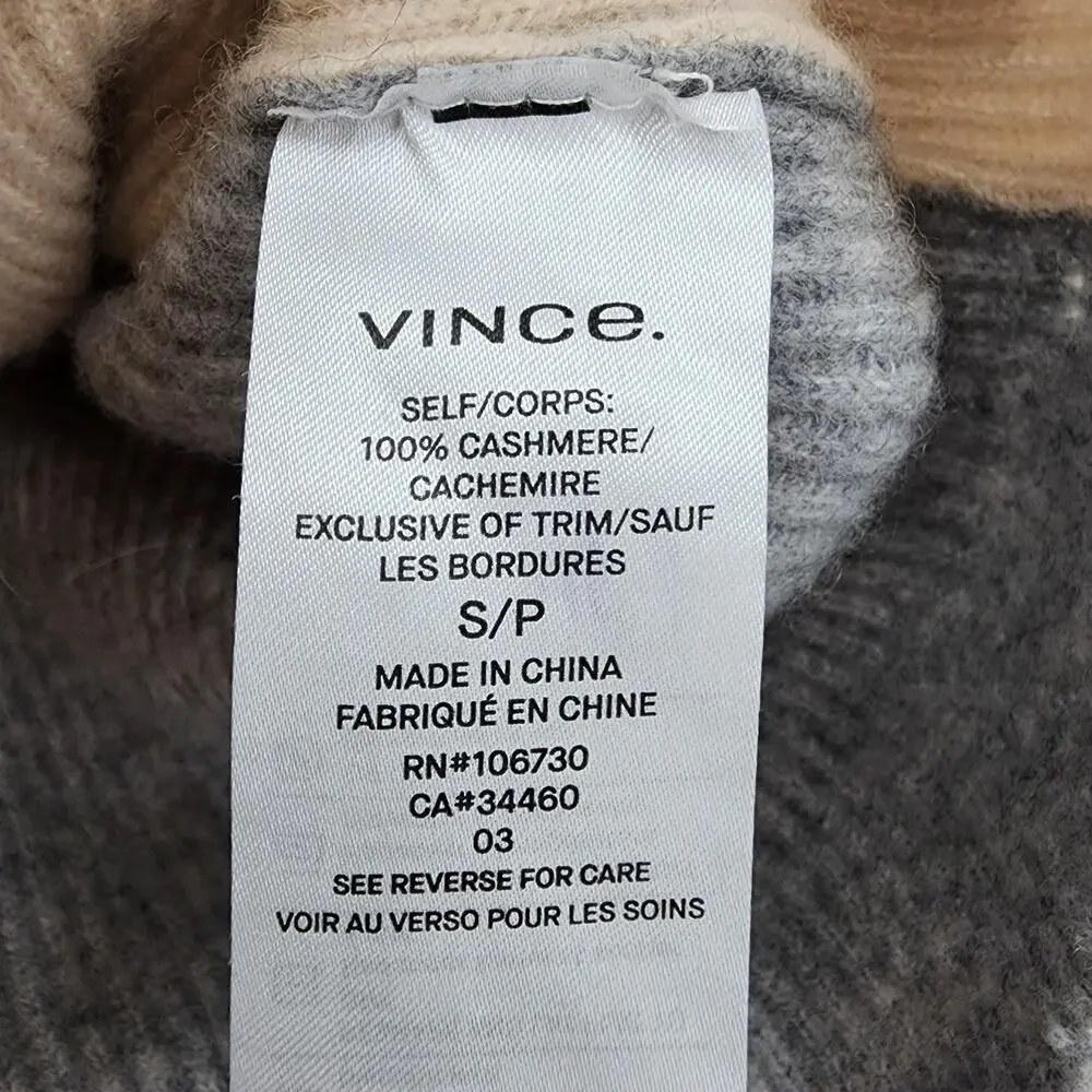 Vince Long Sleeve Cashmere Colorblock Ribbed Pullover Sweater Size Small